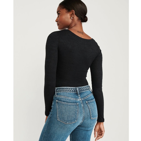 Abercrombie & Fitch Tops | Af Long Sleeve Wrap Bodysuit | Poshmark